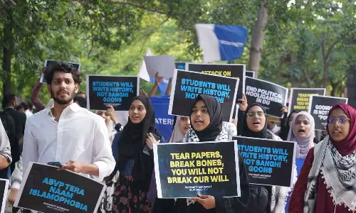 Fraternity Movement stormed the DU administration office yesterday