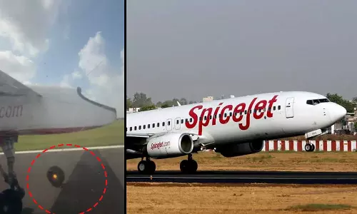 പറന്നുയര്‍ന്നതിന് പിന്നാലെ സ്പൈസ് ജെറ്റ് വിമാനത്തിന്‍റെ പിന്‍ചക്രം ഊരിപ്പോയി; ജാഗ്രതാനിര്‍ദേശത്തിന് പിന്നാലെ അടിയന്തര ലാന്‍ഡിങ് ,വിഡിയോ പുറത്ത്