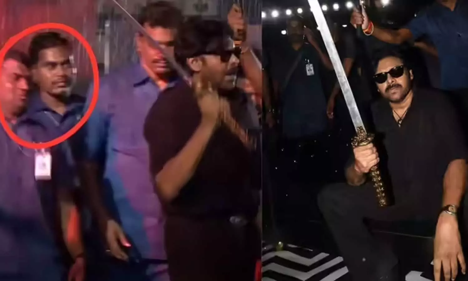 പ്രി-റിലീസ് പരിപാടിക്കിടെ വാള്‍ വീശി പവന്‍ കല്യാണ്‍, തലനാരിഴക്ക് രക്ഷപ്പെട്ട് ബോഡി ഗാര്‍ഡ്; വൈറല്‍ വിഡിയോ