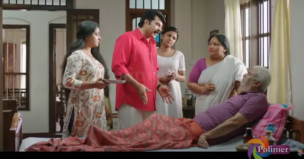 കുട്ടനാടൻ േബ്ലാഗ്സ് എന്ന സിനിമയിൽ മമ്മൂട്ടി, ആദം അയൂബ്, അനു സിതാര,പൊന്നമ്മ ബാബു തുടങ്ങിയവർ