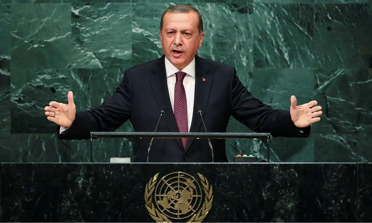 പട്ടിണികിടക്കുന്ന ഫലസ്തീൻ കുഞ്ഞിന്റെ പടം യുഎൻ അസംബ്ലിയിൽ ഉയർത്തി തുർക്കി പ്രസിഡന്റ് ഉർദുഗാൻ