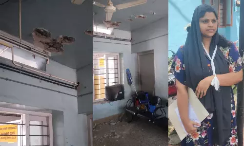 ആശുപത്രി കെട്ടിടത്തിലെ കോൺക്രീറ്റ് കഷ്ണം അടർന്നുവീണ് യുവതിക്ക് പരിക്ക്