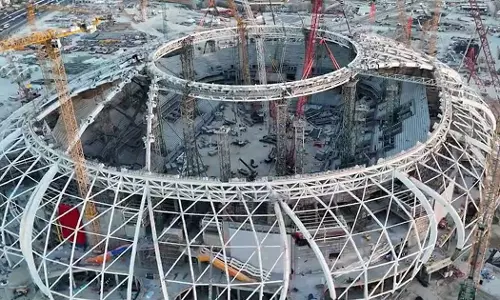 World Cup football stadium in Saudi Arabia; Construction in progress