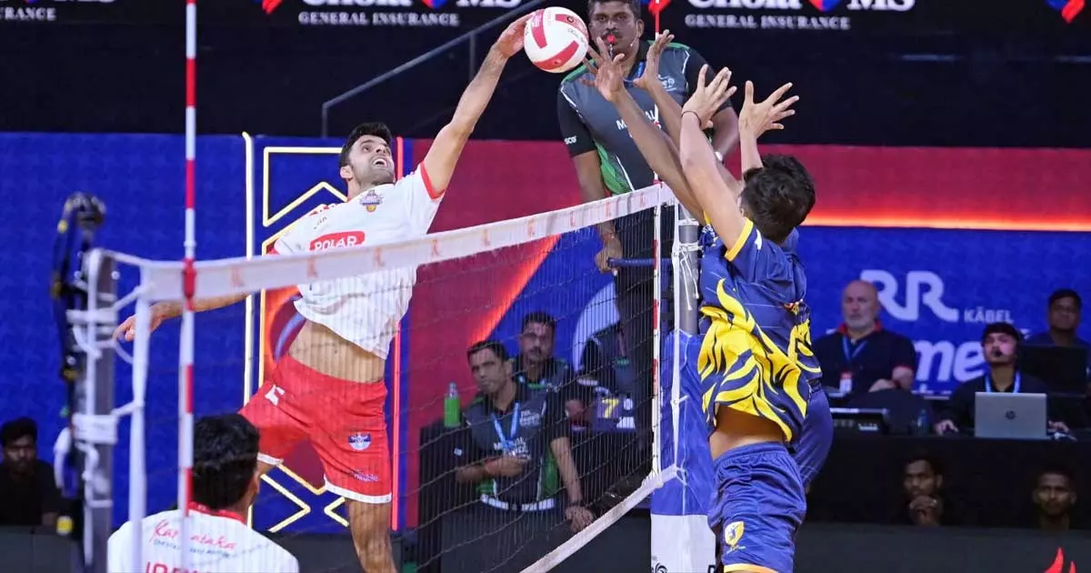 പ്രൈം വോളി:കൊച്ചി ബ്ലൂ സ്പൈക്കേഴ്സിനെ വീഴ്ത്തി കൊൽക്കത്ത തണ്ടർബോൾട്ട്സ് പ്രൈം വോളി:കൊച്ചി ബ്ലൂ സ്പൈക്കേഴ്സിനെ വീഴ്ത്തി കൊൽക്കത്ത തണ്ടർബോൾട്ട്സ്