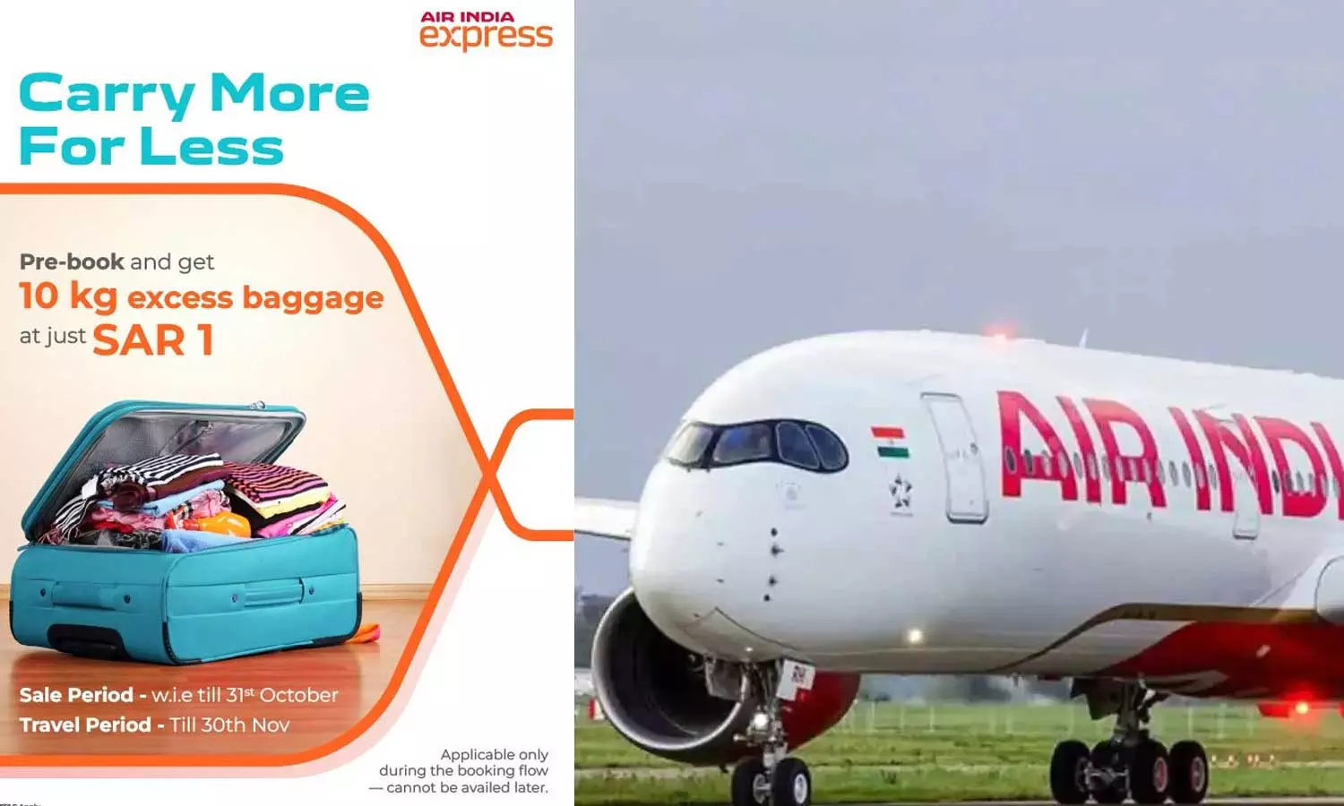 Air India Express offers 10 kg extra luggage for one riyal