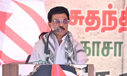 തമിഴ്‌നാട്ടിൽ സിപിഎമ്മിന്റെ ഫലസ്തീൻ ഐക്യദാർഢ്യ റാലി; കഫിയ പുതച്ച് അതിഥിയായി സ്റ്റാലിൻ