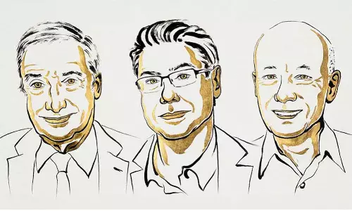 ജോയൽ മോകിർ ഫിലിപ് അ​ഗിയോൺ പീറ്റർ ഹോവിറ്റ് എന്നിവർക്ക് സാമ്പത്തിക നൊബേൽ