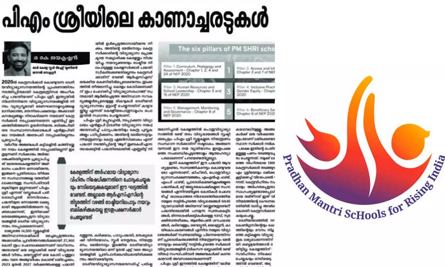 ആർഎസ്എസ് തിട്ടൂരത്തിന് വഴങ്ങി രാഷ്ട്രീയ നിലപാട് ബലികഴിക്കരുത്; പിഎം ശ്രീ പദ്ധതിയിൽ അംഗമാകാനുള്ള സർക്കാർ തീരുമാനത്തിനെതിരെ ജനയുഗത്തിൽ ലേഖനം