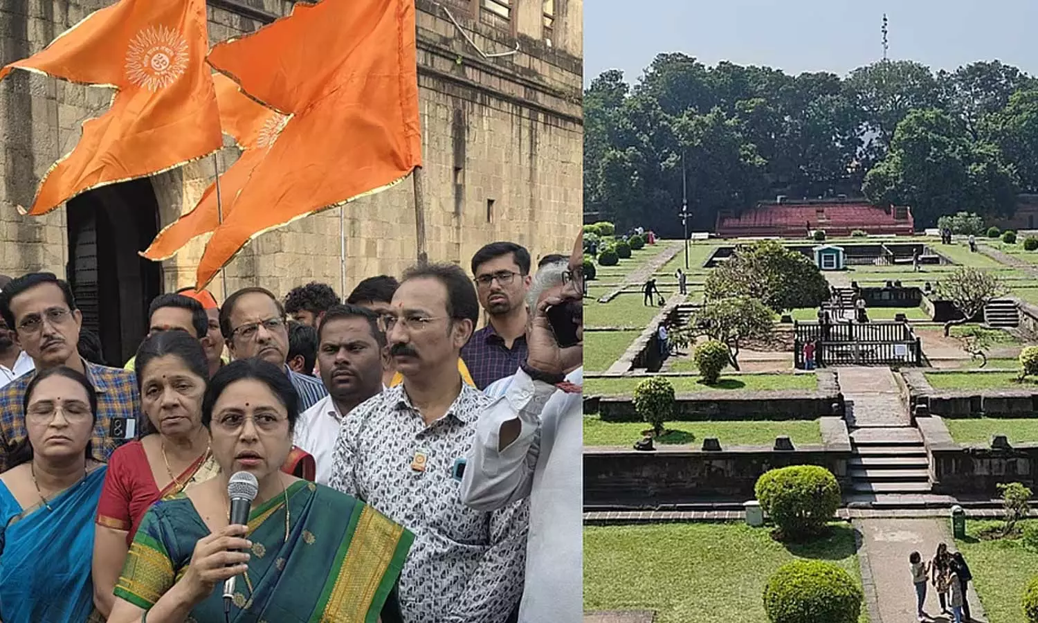 ശനിവാര്‍ വാഡ കോട്ടക്ക് മുന്നില്‍ മുസ്‍ലിം സ്ത്രീകള്‍ നമസ്‌കരിച്ചു; ഗോമൂത്രം തളിച്ച് ശുദ്ധീകരണം നടത്തി ബിജെപി എംപി, വ്യാപക വിമര്‍ശനം