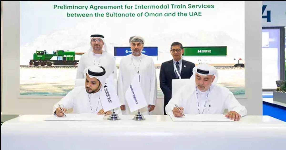 ഒമാനും യുഎഇക്കുമിടയിൽ ചരക്ക് റെയിൽ സർവീസ്, പ്രാഥമിക കരാറിൽ ഒപ്പുവെച്ച് നോടം ലോജിസ്റ്റിക്‌സും ഹഫീത് റെയിലും