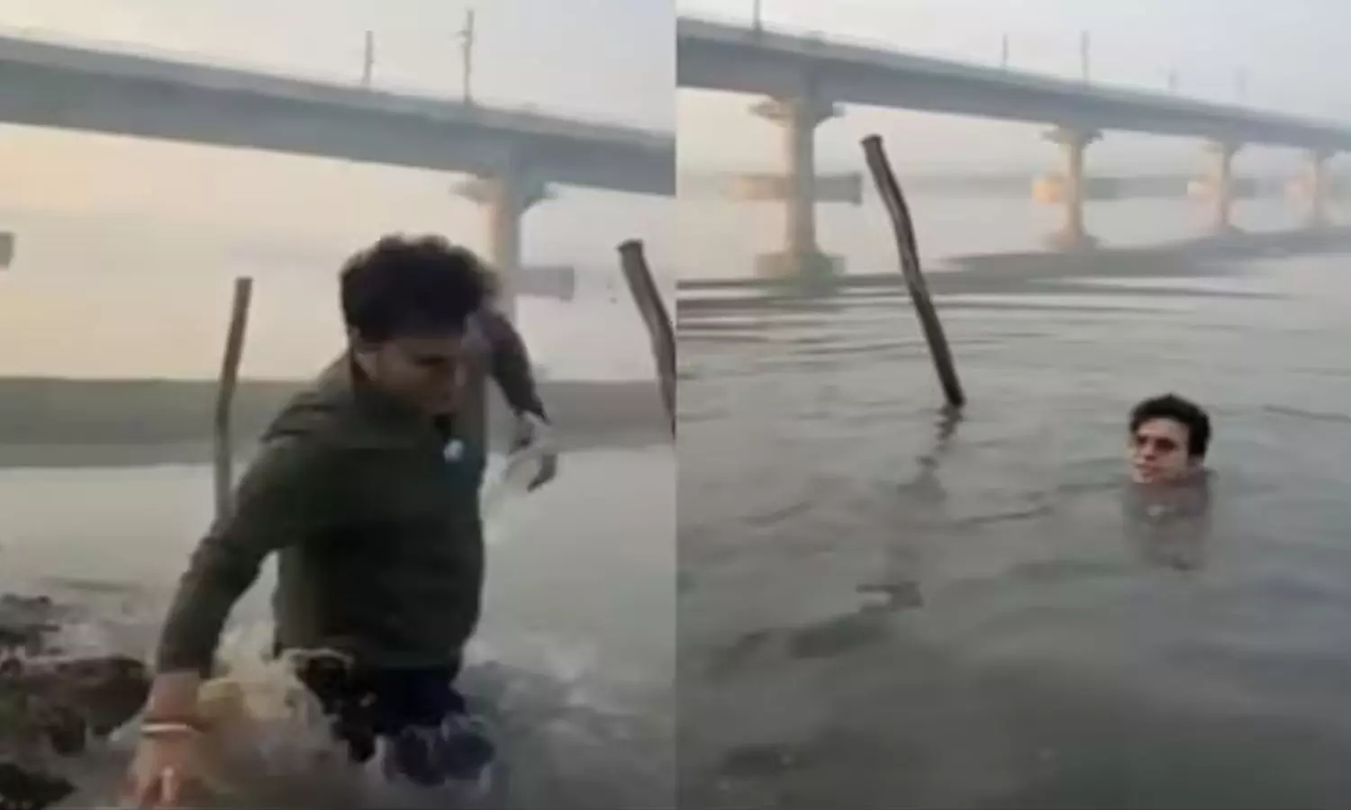 BJP MLA Falls Into Yamuna While Filming Reel On Clean River