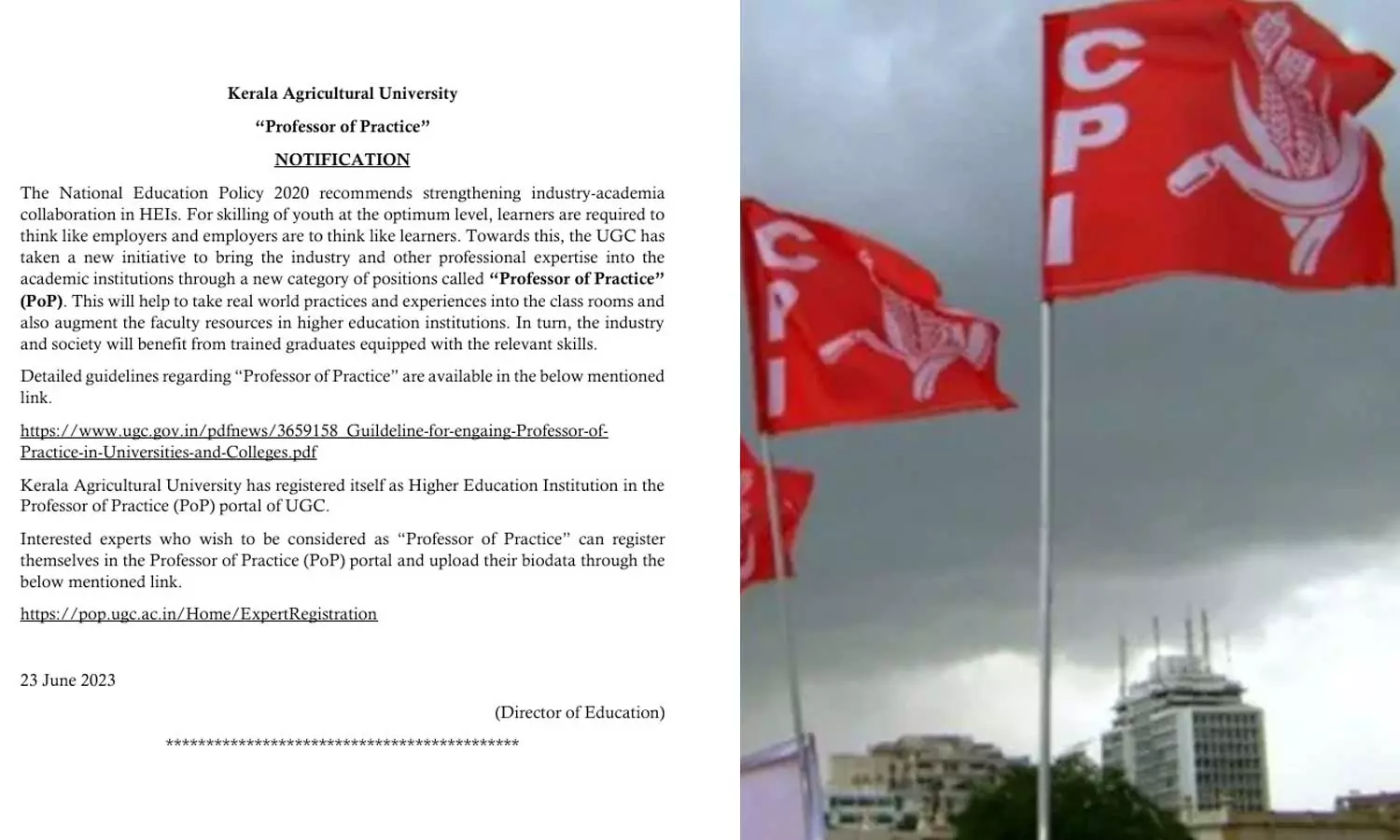സിപിഐ വകുപ്പിൽ എൻഇപി; നയം നടപ്പിലാക്കിയത് കാർഷിക സർവകലാശാലയിൽ