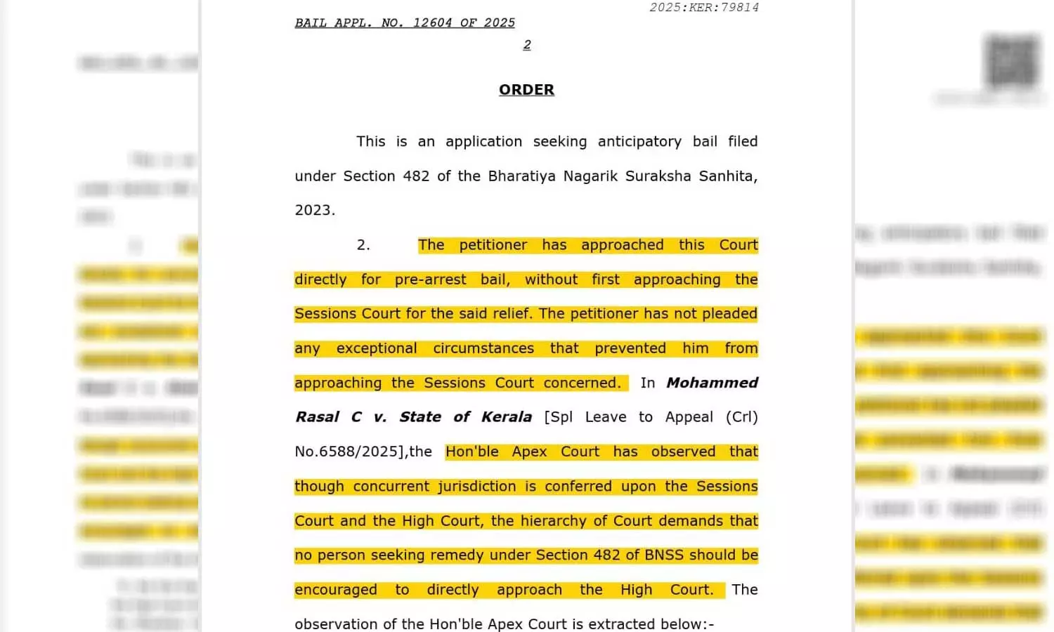 ക്രിമിനൽ കേസ് പ്രതിയോട് മുൻകൂർ ജാമ്യത്തിന് ആദ്യം സെഷൻസ് കോടതിയെ സമീപിക്കാൻ ഹൈക്കോടതി