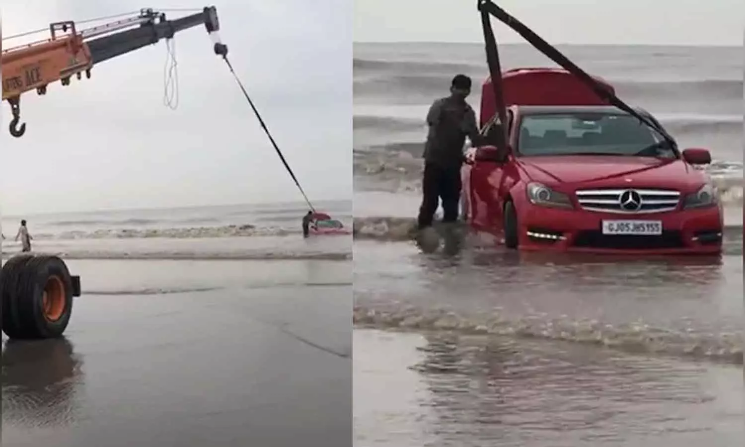 ബെൻസുമായി റീൽസ് എടുക്കാൻ വന്നതാ, ഒടുവിൽ ക്രെയിൻ വേണ്ടി വന്നു പൊക്കാൻ