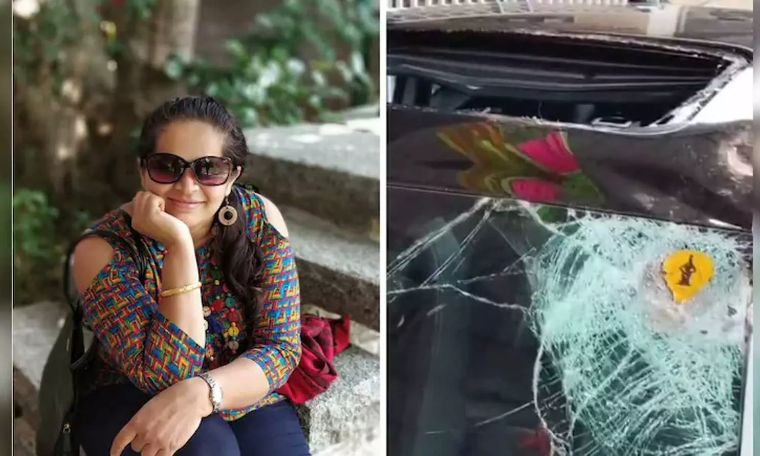 ഓടിക്കൊണ്ടിരുന്ന കാറിന് മുകളിലേക്ക് പാറ പതിച്ചു; യുവതിക്ക് ദാരുണാന്ത്യം