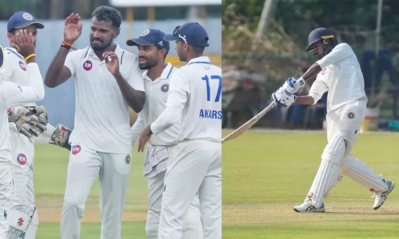 രഞ്ജി ട്രോഫി ക്രിക്കറ്റിൽ സൗരാഷ്ട്രയെ 160 റൺസിന് പുറത്താക്കി കേരളം, നിധീഷിന് ആറ് വിക്കറ്റ്