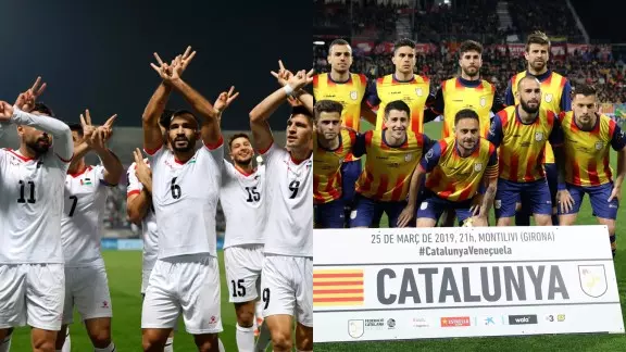 മാനവികതയുടെ സന്ദേശവുമായി കറ്റാലൻ ഫെഡറേഷൻ;ഫലസ്തീൻ ദേശീയ ടീം കാറ്റലോണ്യ എഫ്സിയുമായി പന്ത് തട്ടും