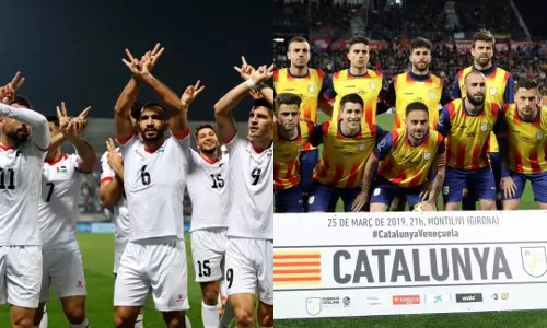 മാനവികതയുടെ സന്ദേശവുമായി കറ്റാലൻ ഫെഡറേഷൻ;ഫലസ്തീൻ ദേശീയ ടീം കാറ്റലോണ്യ എഫ്സിയുമായി പന്ത് തട്ടും മാനവികതയുടെ സന്ദേശവുമായി കറ്റാലൻ ഫെഡറേഷൻ;ഫലസ്തീൻ ദേശീയ ടീം കാറ്റലോണ്യ എഫ്സിയുമായി പന്ത് തട്ടും