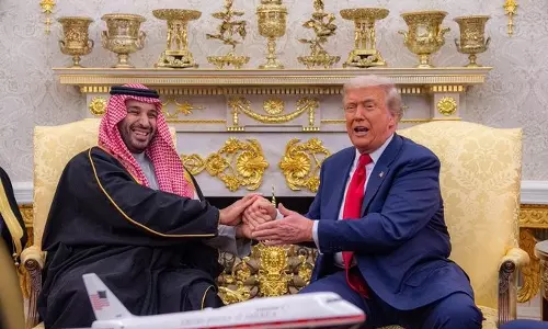 അവ‍ർ പന്തയം തോറ്റുപോയി!  ട്രംപിനോട് തമാശ പങ്കുവെച്ച് മുഹമ്മദ് ബിൻ സൽമാൻ