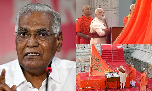 D Raja Against PM Modi hoisted saffron flag in Ram temple Ayodhya D Raja Against PM Modi hoisted saffron flag in Ram temple Ayodhya