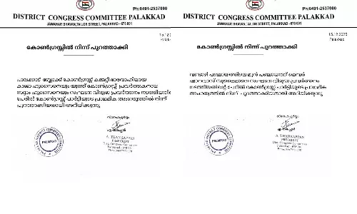 സംഘടനാവിരുദ്ധ പ്രവർത്തനം; പാലക്കാട് കോൺഗ്രസിൽ നടപടി