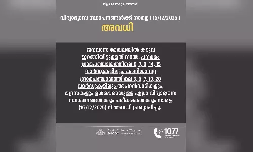 ജനവാസ മേഖലയിൽ കടുവ; വയനാട് പനമരത്തും കണിയാമ്പറ്റയിലും വിവിധ വാർഡുകളിൽ വിദ്യാഭ്യാസ സ്ഥാപനങ്ങൾക്ക് അവധി
