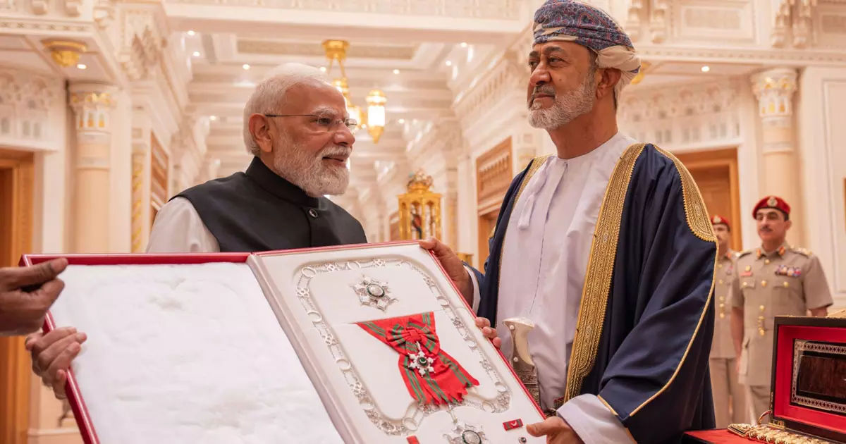 Prime Minister Narendra Modi was conferred with Order of Oman, Omans highest civilian honour, by Sultan Haitham bin Tariq Prime Minister Narendra Modi was conferred with Order of Oman, Omans highest civilian honour, by Sultan Haitham bin Tariq