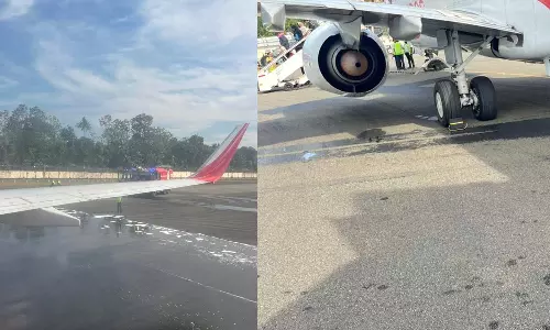 ജിദ്ദ- കരിപ്പൂർ എയർഇന്ത്യ എക്സ്പ്രസിന് തകരാർ, ടയറുകൾ പൊട്ടി; വിമാനം നെടുമ്പാശേരിയിലിറക്കി ജിദ്ദ- കരിപ്പൂർ എയർഇന്ത്യ എക്സ്പ്രസിന് തകരാർ, ടയറുകൾ പൊട്ടി; വിമാനം നെടുമ്പാശേരിയിലിറക്കി