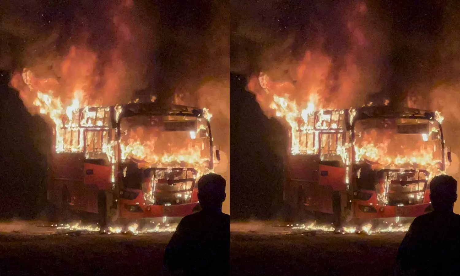 KSRTC bus catches fire in Nanjangud Karnataka KSRTC bus catches fire in Nanjangud Karnataka