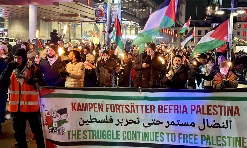 പുതുവത്സരാഘോഷം ഒഴിവാക്കി സ്വീഡനിൽ ഗസ്സക്ക് ഐക്യദാർഢ്യം പ്രകടിപ്പിച്ച് റാലി