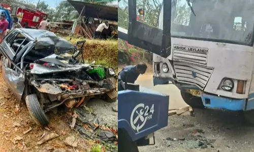 കോട്ടയം മോനിപ്പള്ളിയിൽ കെഎസ്ആര്‍ടിസി ബസും കാറും കൂട്ടിയിടിച്ച് മൂന്ന്  മരണം