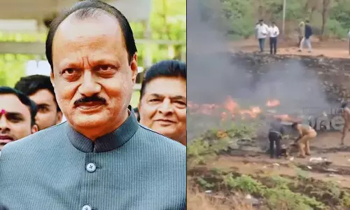 മഹാരാഷ്ട്ര ഉപമുഖ്യമന്ത്രി  അജിത് പവാര്‍ സഞ്ചരിച്ച വിമാനം അപകടത്തില്‍പ്പെട്ടു; വിമാനം പൂര്‍ണമായും കത്തിനശിച്ചു