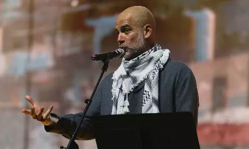 Pep Guardiola gives pro-Palestine speech