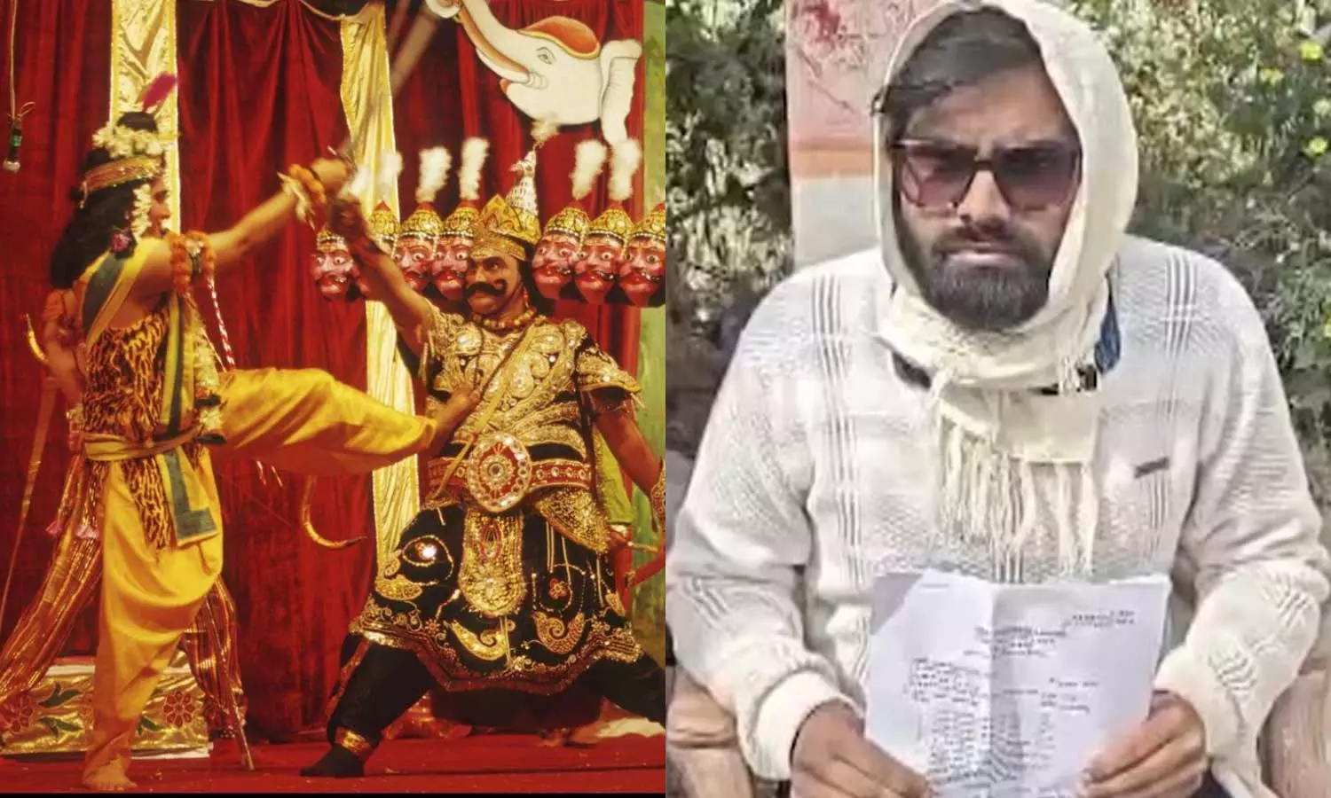 Ram arrow accidently hits Ravan eye during Ramlila play Ram arrow accidently hits Ravan eye during Ramlila play