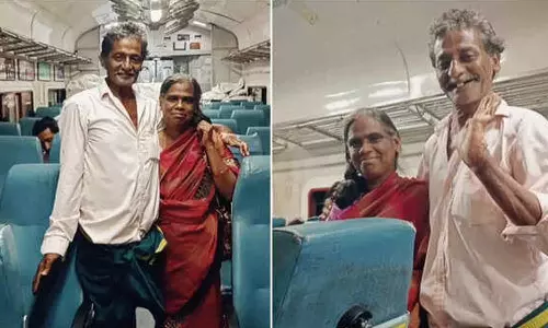 മാഡം, എന്റെ ഭാര്യയുടെ ഒരു ഫോട്ടോയെടുക്കാമോ?; പ്രണയത്തിനെന്ത് പ്രായമെന്ന് ഓർമപ്പെടുത്തി വൃദ്ധ ദമ്പതികളുടെ ട്രെയിൻ യാത്ര, ഏറ്റെടുത്ത് സോഷ്യൽ മീഡിയ