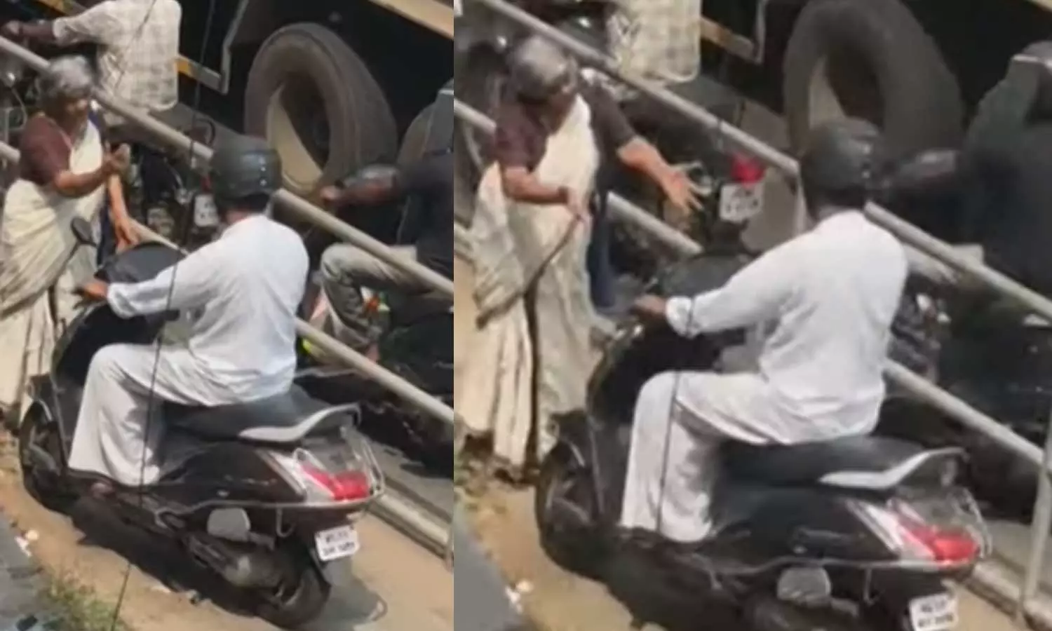 ഫൂട്ട്പാത്തിലൂടെ സ്കൂട്ടറോടിച്ച സംഭവം: യാത്രക്കാരന്റെ ലൈസൻസ് സസ്പെൻഡ് ചെയ്തു ഫൂട്ട്പാത്തിലൂടെ സ്കൂട്ടറോടിച്ച സംഭവം: യാത്രക്കാരന്റെ ലൈസൻസ് സസ്പെൻഡ് ചെയ്തു