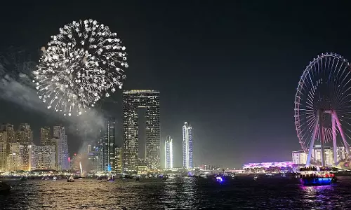 Fireworks and drone displays in Dubai after Iftar
