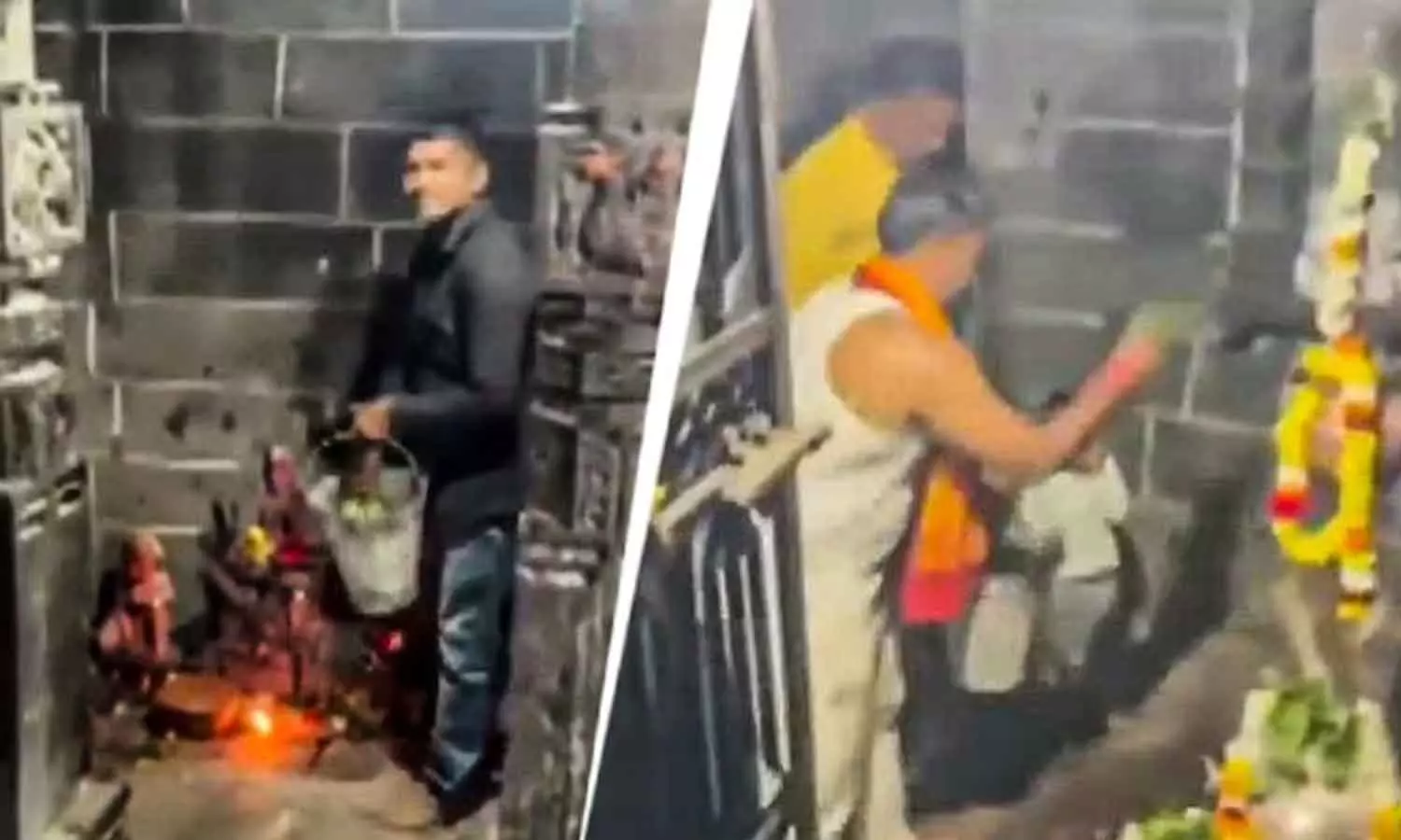 മുസ്ലിം എംഎൽഎ ക്ഷേത്രം സന്ദർശിച്ചു; ഗോമൂത്രം തളിച്ച് ശുദ്ധീകരിച്ച് ഹിന്ദുത്വ സംഘടനാ പ്രവർത്തകർ മുസ്ലിം എംഎൽഎ ക്ഷേത്രം സന്ദർശിച്ചു; ഗോമൂത്രം തളിച്ച് ശുദ്ധീകരിച്ച് ഹിന്ദുത്വ സംഘടനാ പ്രവർത്തകർ