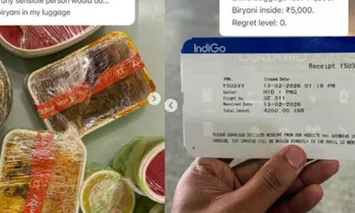 ബിരിയാണിയുമായി വിമാനം കയറി യുവാവ്; ലഗേജ് ഫീസായി നൽകിയത് 4,200 രൂപ, പ്രശംസിച്ച് സോഷ്യൽ മീഡിയ