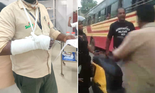 സ്കൂട്ടറിന് പോകാൻ സൈഡ് നൽകിയില്ല; കെഎസ്ആർടിസി ജീവനക്കാരനെ പൊലീസ് ഉദ്യോ​ഗസ്ഥൻ മർദിച്ചതായി പരാതി