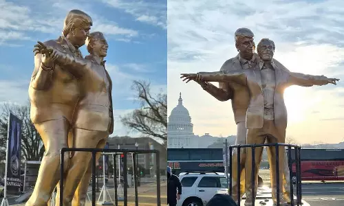 ബെസ്റ്റ് ഫ്രണ്ട് ഫോറെവര്‍ തലക്കെട്ടോടെ ടൈറ്റാനിക് പോസില്‍ ട്രംപ്-എപ്സ്റ്റീന്‍ പ്രതിമ വീണ്ടും; പ്രതിഷേധം ഏറ്റെടുത്ത് സോഷ്യൽ മീഡിയ