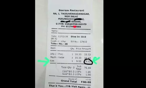 റസ്റ്റോറന്റിലെ ബില്ലിൽ ഗ്യാസ് ചാർജും; ചർച്ചയാക്കി സോഷ്യൽ മീഡിയ