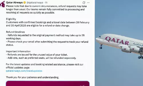 Qatar Airways says ticket refunds will take time