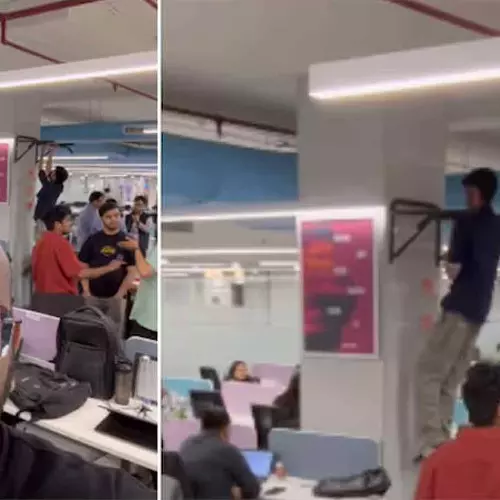 ഓഫീസിനുള്ളിൽ പുൾ-അപ്സ്; ഇന്റേൺഷിപ്പുകാരൻ്റെ മാസ് പ്രകടനം കണ്ട് ഞെട്ടി കമ്പനി സിഇഒ