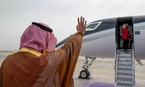 Italian Prime Minister Giorgia Meloni returns after completing a 2-day visit to Saudi Arabia