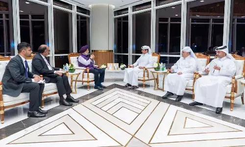 Indian Petroleum Minister Hardeep Singh Puri meets Qatari Minister of State for Energy