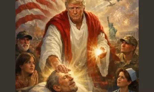 സ്വയം യേശുവായി ചിത്രീകരിച്ചുകൊണ്ടുള്ള ചിത്രം പങ്കുവെച്ച് ട്രംപ്