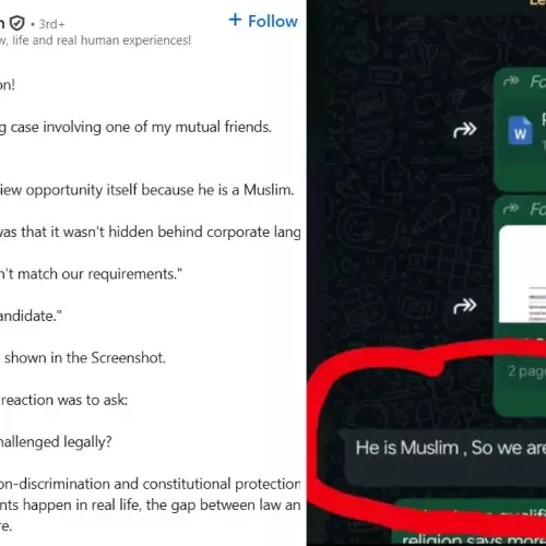 മുസ്ലിമാണോ? ഞങ്ങള്ക്ക് താല്പര്യമില്ല...; ഉദ്യോഗാർത്ഥിയുടെ മതം ചോദിച്ചറിഞ്ഞ് ഇന്റര്വ്യൂ നിഷേധിച്ചെന്ന് ആരോപണം; ചര്ച്ചയായി നിയമവിദ്യാര്ഥിയുടെ വാക്കുകള്
