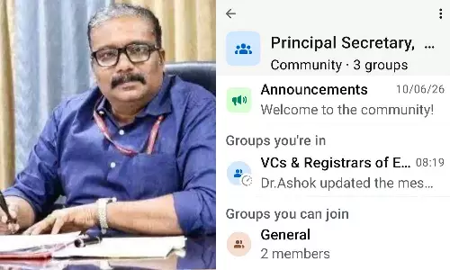 വൈസ് ചാൻസലർമാരെയും രജിസ്ട്രാർമാരെയും ഉൾപ്പെടുത്തി വാട്സ്ആപ്പ് ഗ്രൂപ്പ് ഉണ്ടാക്കി ബി. അശോക്; അമർഷവുമായി ഒരു വിഭാഗം വി.സിമാർ വൈസ് ചാൻസലർമാരെയും രജിസ്ട്രാർമാരെയും ഉൾപ്പെടുത്തി വാട്സ്ആപ്പ് ഗ്രൂപ്പ് ഉണ്ടാക്കി ബി. അശോക്; അമർഷവുമായി ഒരു വിഭാഗം വി.സിമാർ