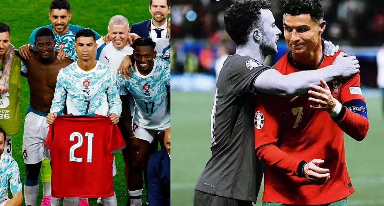 On the pitch wearing the number 21 jersey; Cristiano choked up remembering Jota. On the pitch wearing the number 21 jersey; Cristiano choked up remembering Jota.